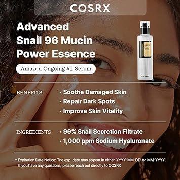 [Cosrx] Snail Mucin 96% Power Face Serum, 3.38 fl oz 100ml