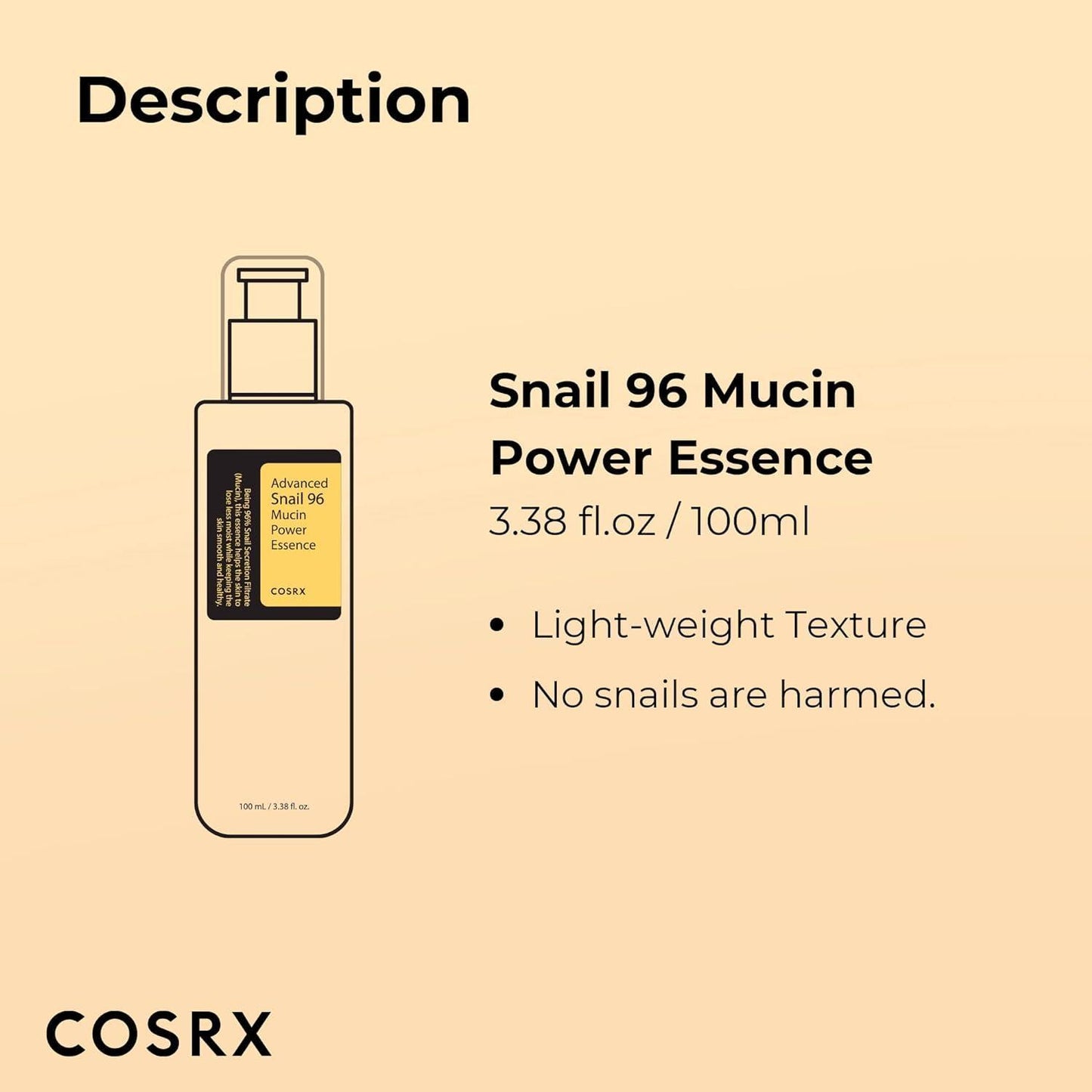 [Cosrx] Snail Mucin 96% Power Face Serum, 3.38 fl oz 100ml